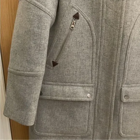 J. Crew Chateau Parka Stadium Italian Wool Coat SZ 4 - Picture 7 of 9